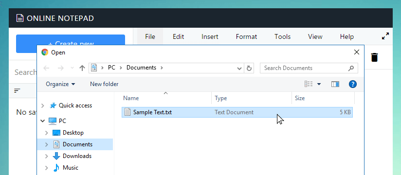 Open file dialog in Cekdigital